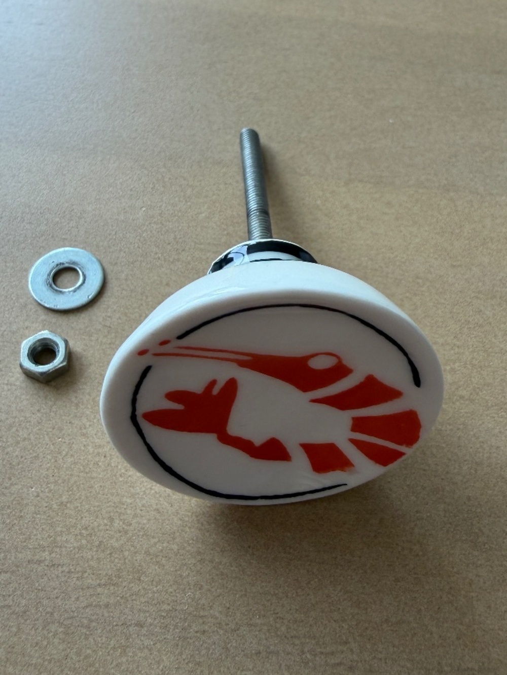 Anthropologie Drawer Pull Knob Round Ceramic Shrimp